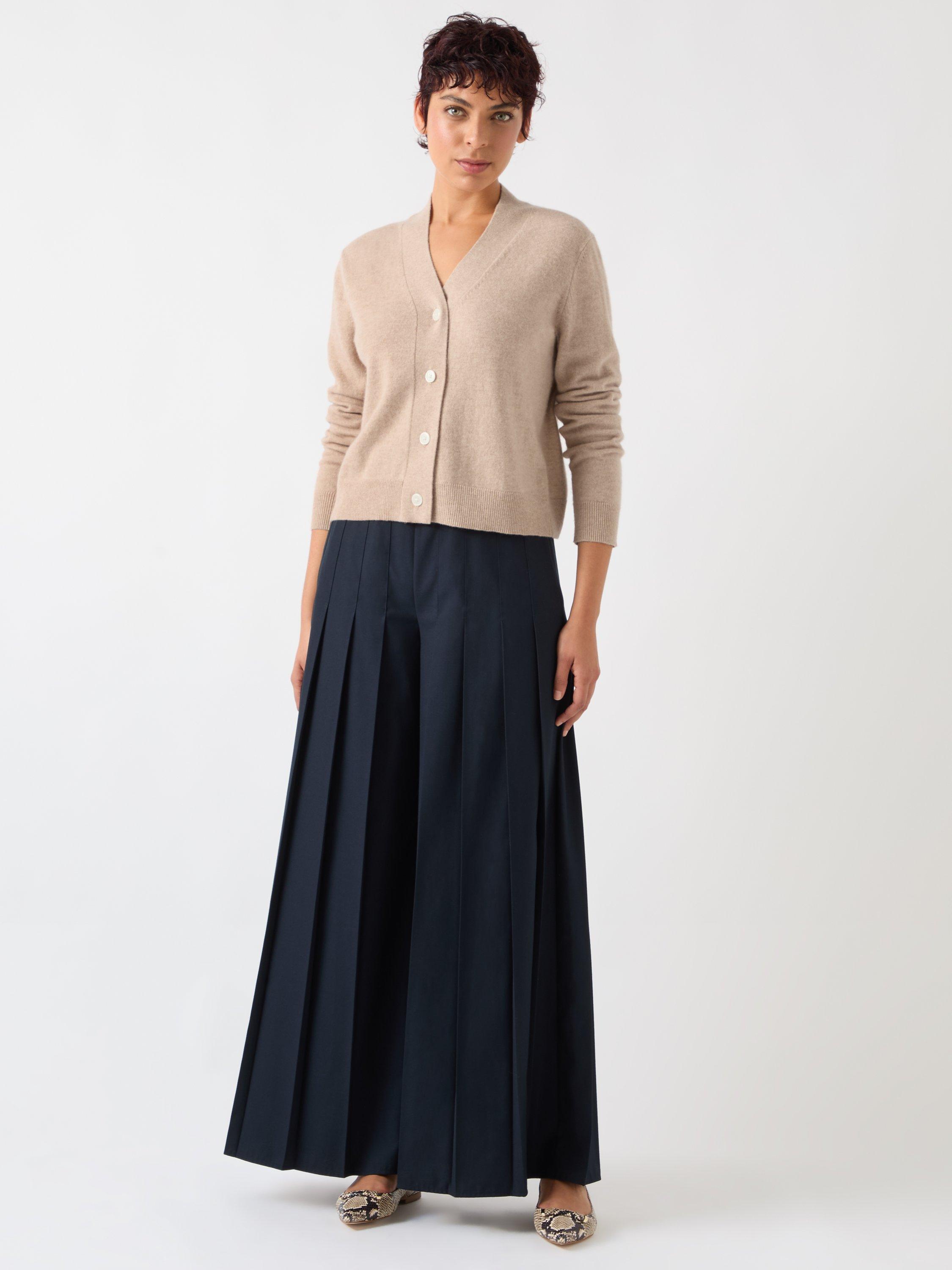 Product image 1 of 4, which shows L.K.Bennett Mara Wool and Cashmere Blend Cardigan, Champagne, XS