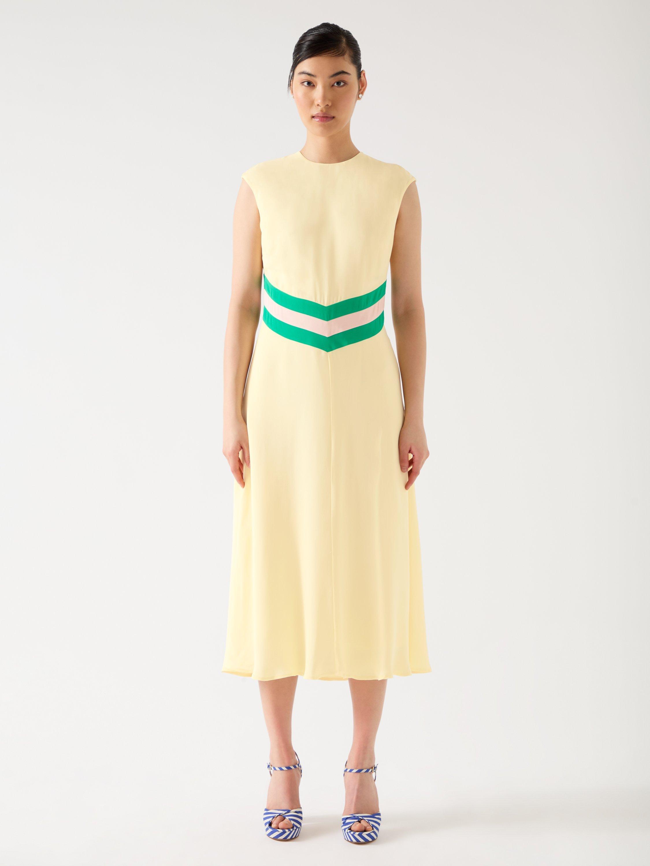 Product image 1 of 4, which shows L.K.Bennett Rami Sleeveless Midi Dress, Yellow/Multi, 6