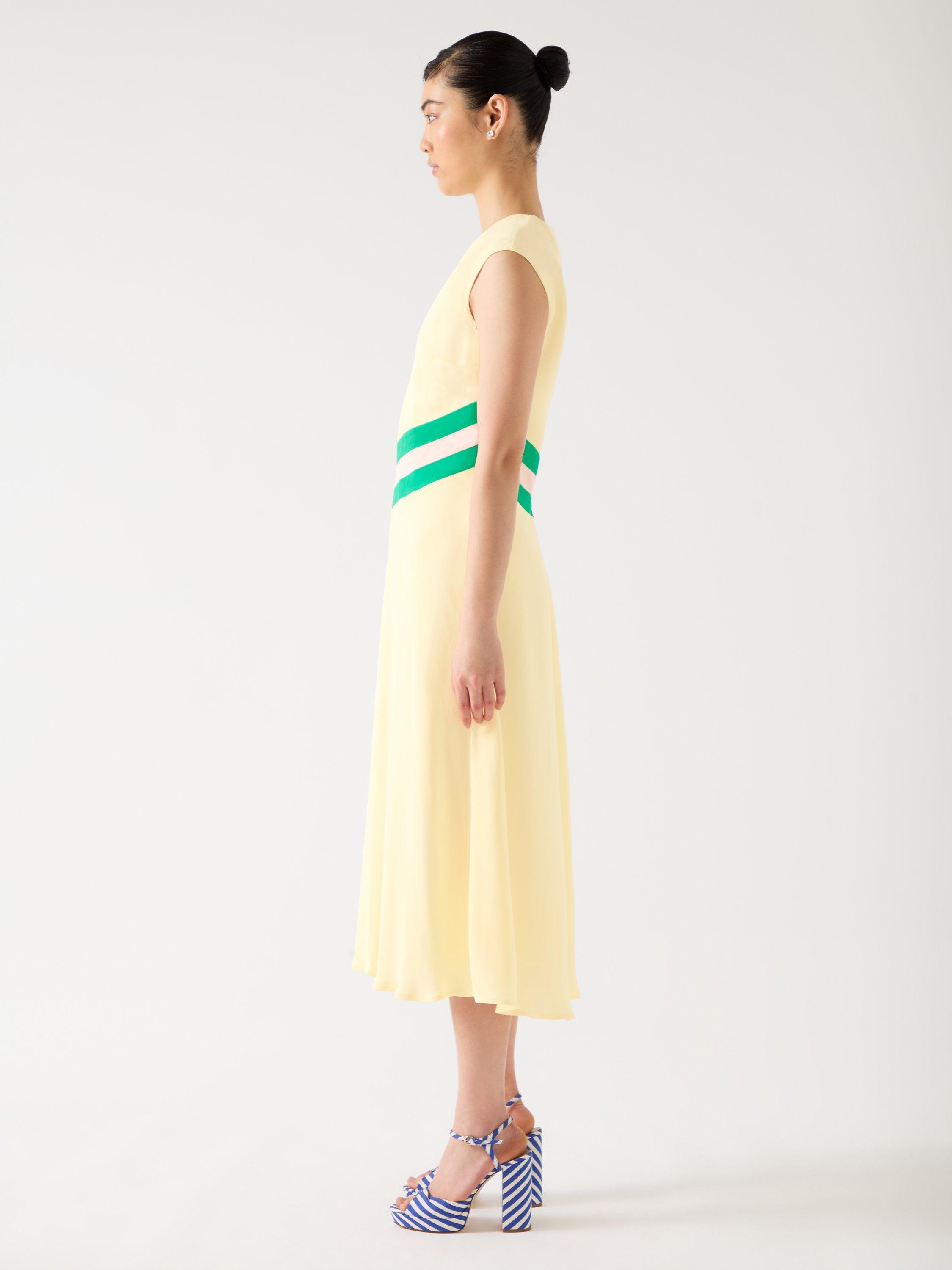 Product image 2 of 4, which shows L.K.Bennett Rami Sleeveless Midi Dress, Yellow/Multi, 6