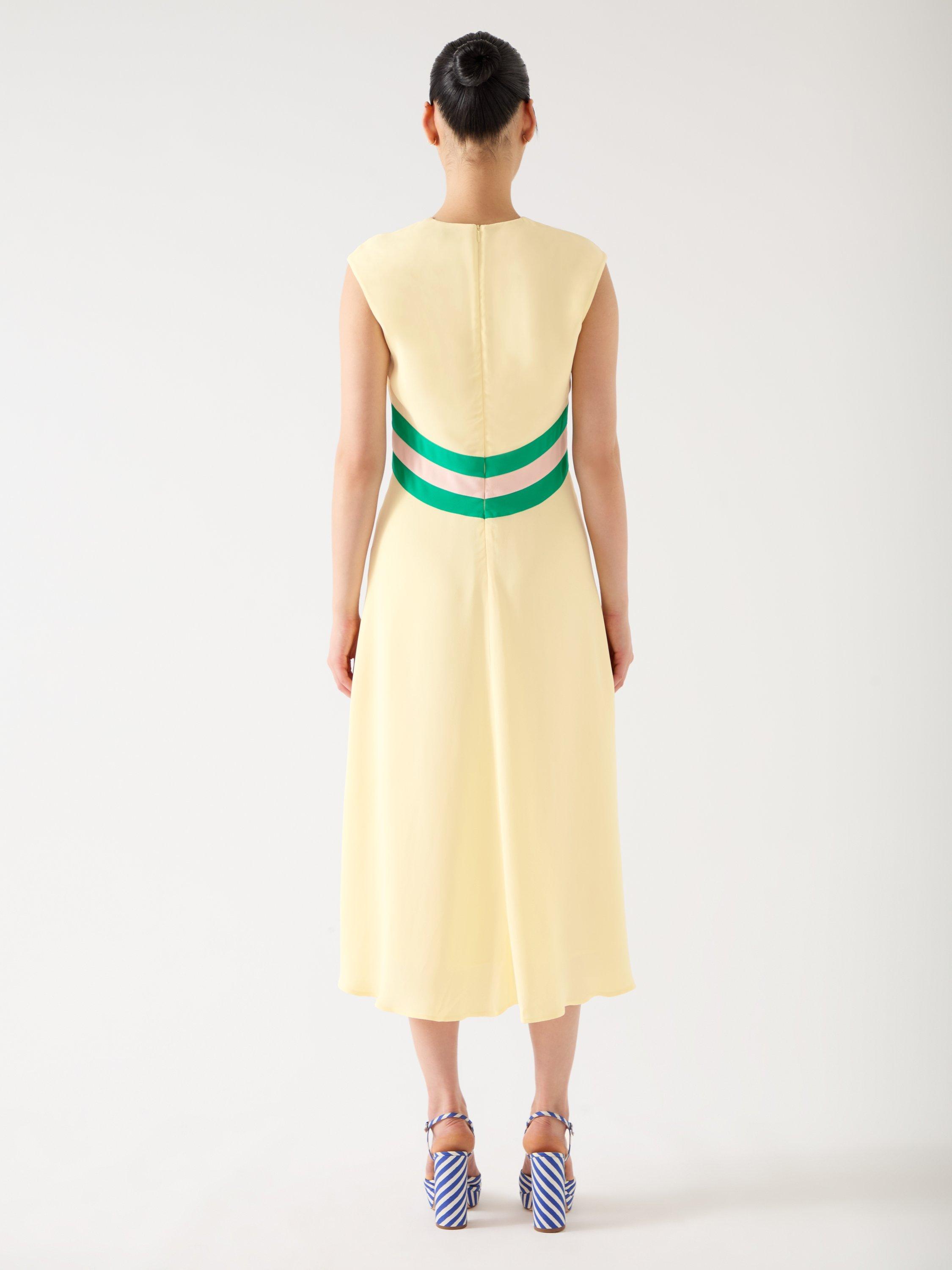 Product image 3 of 4, which shows L.K.Bennett Rami Sleeveless Midi Dress, Yellow/Multi, 6