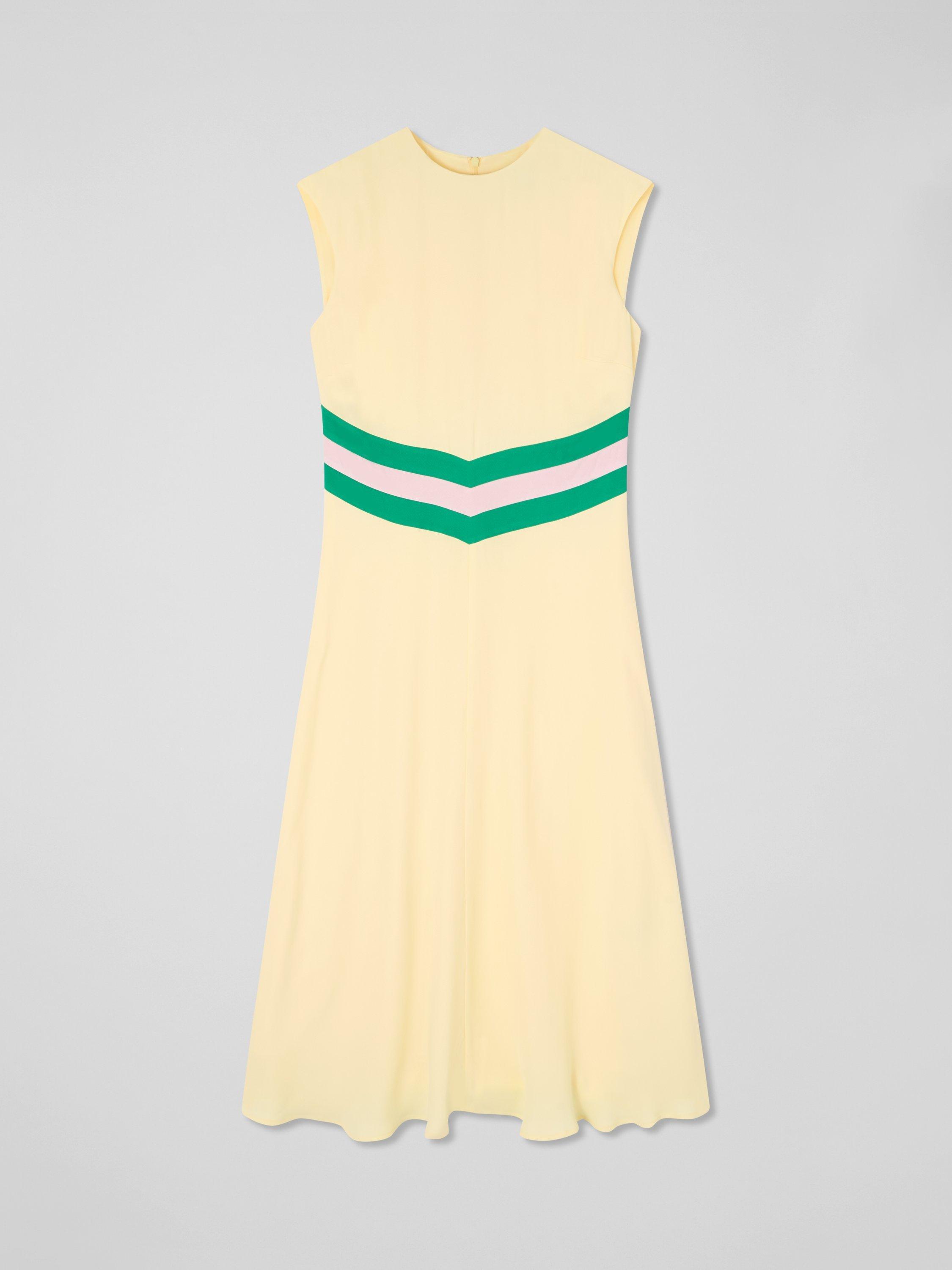 Product image 4 of 4, which shows L.K.Bennett Rami Sleeveless Midi Dress, Yellow/Multi, 6
