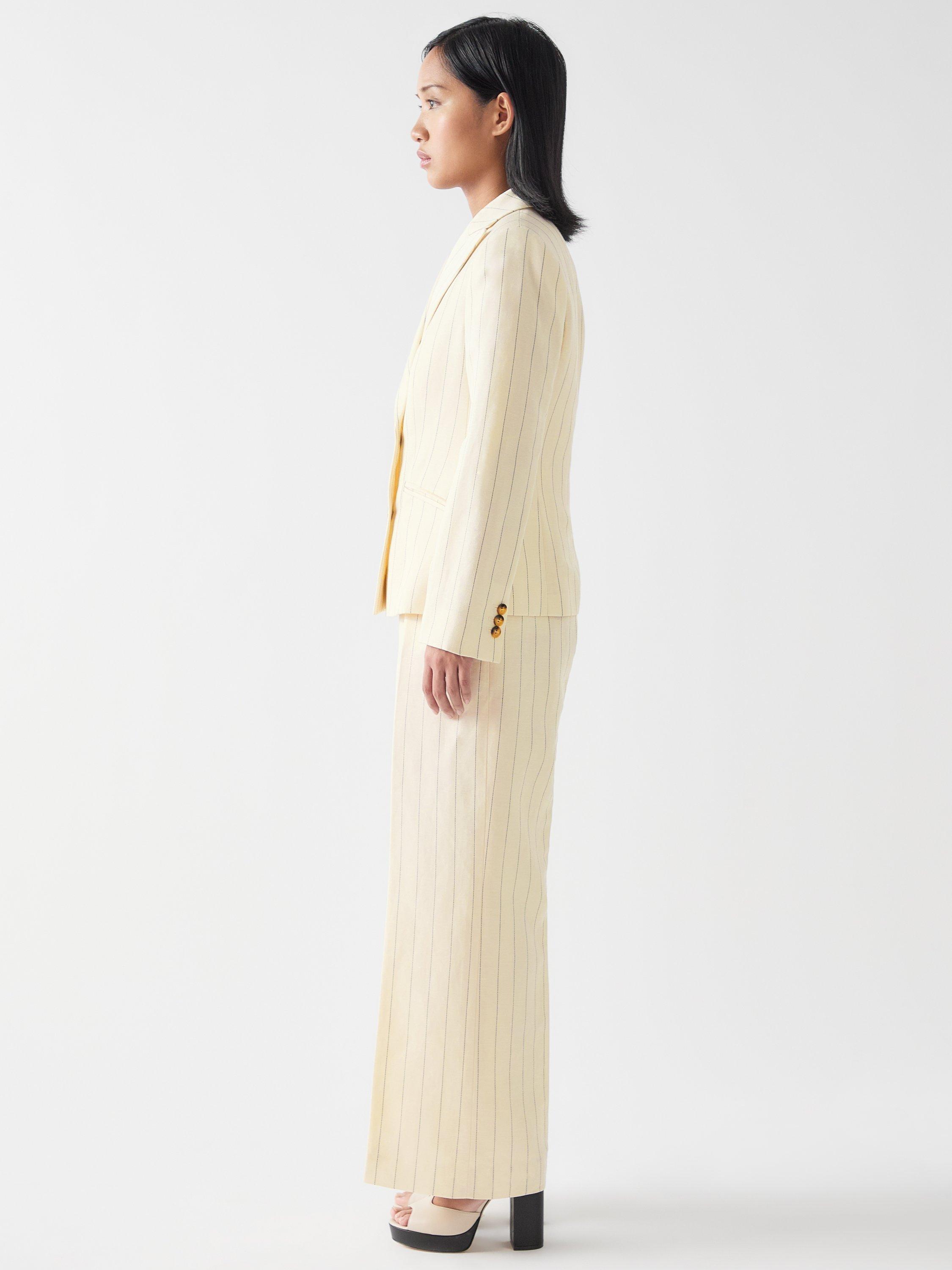 Product image 2 of 4, which shows L.K.Bennett Petite Amore Linen Blend Trousers, Cream/Black, 6