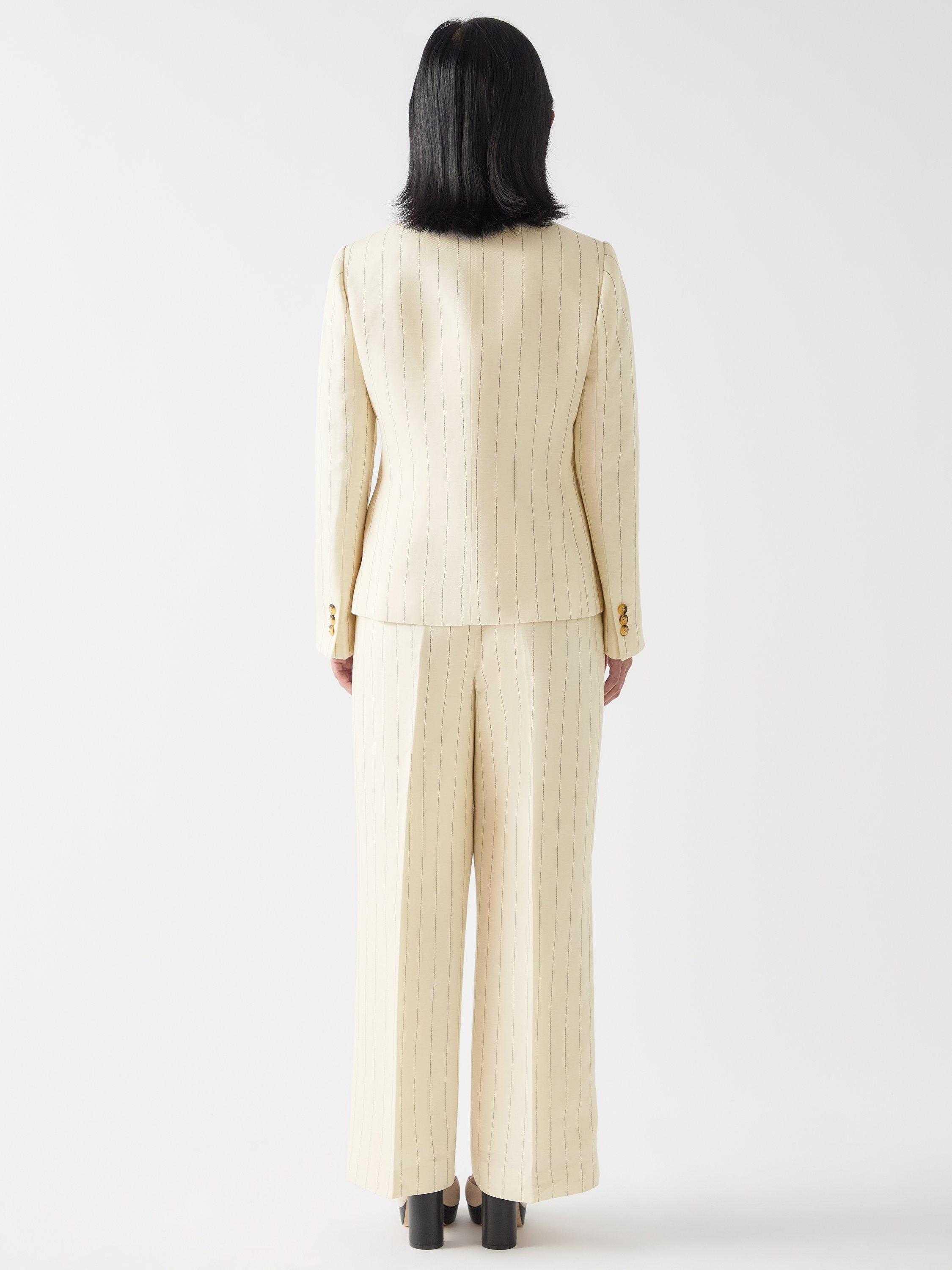 Product image 3 of 4, which shows L.K.Bennett Petite Amore Linen Blend Trousers, Cream/Black, 6