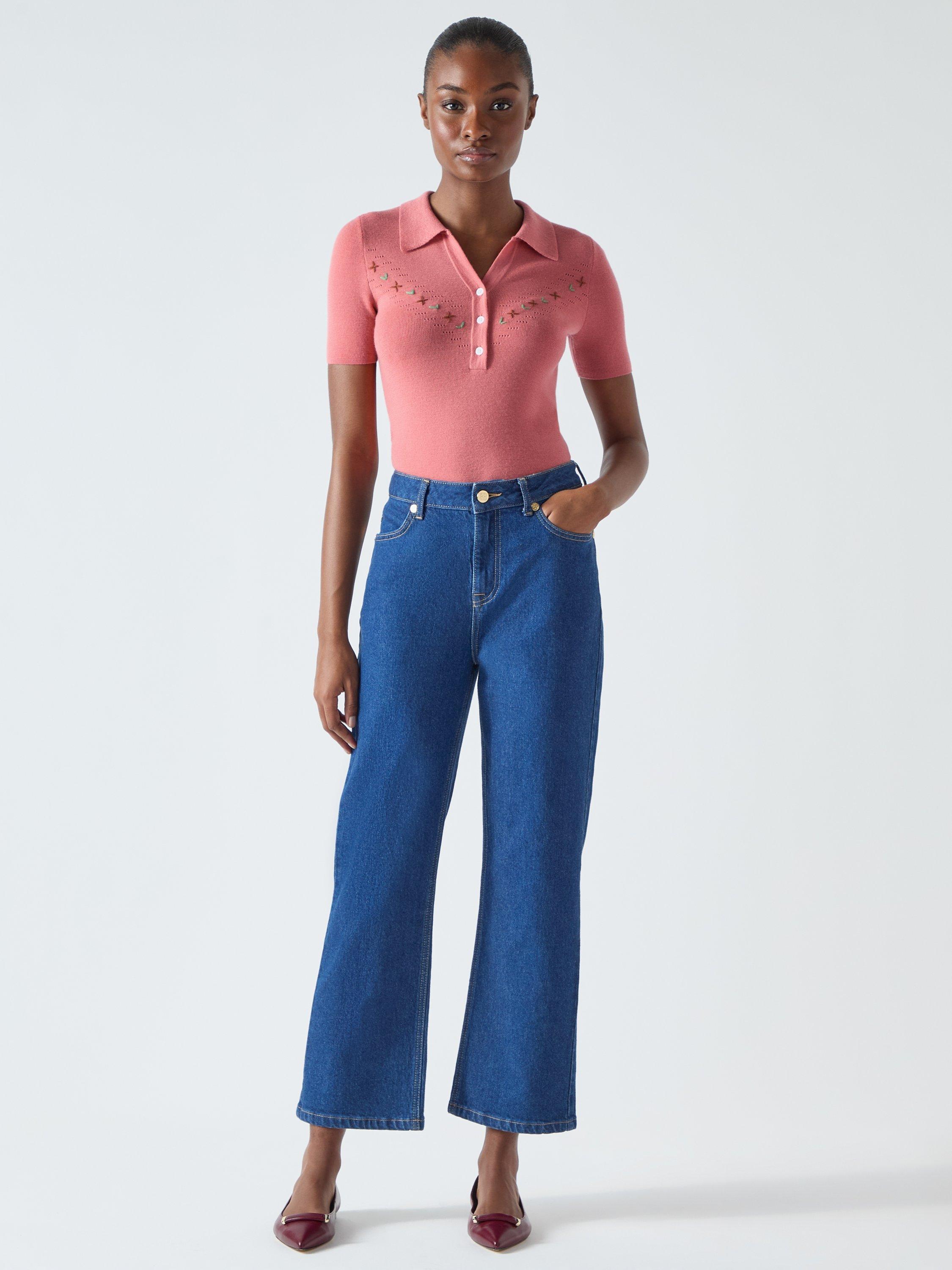 Product image 1 of 5, which shows L.K.Bennett Willow Wide Leg Jeans, Indigo, 8