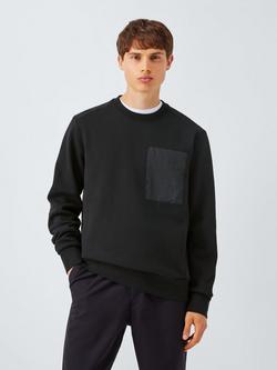 Kin Crew Neck Cotton Blend Sweatshirt, Black, Black