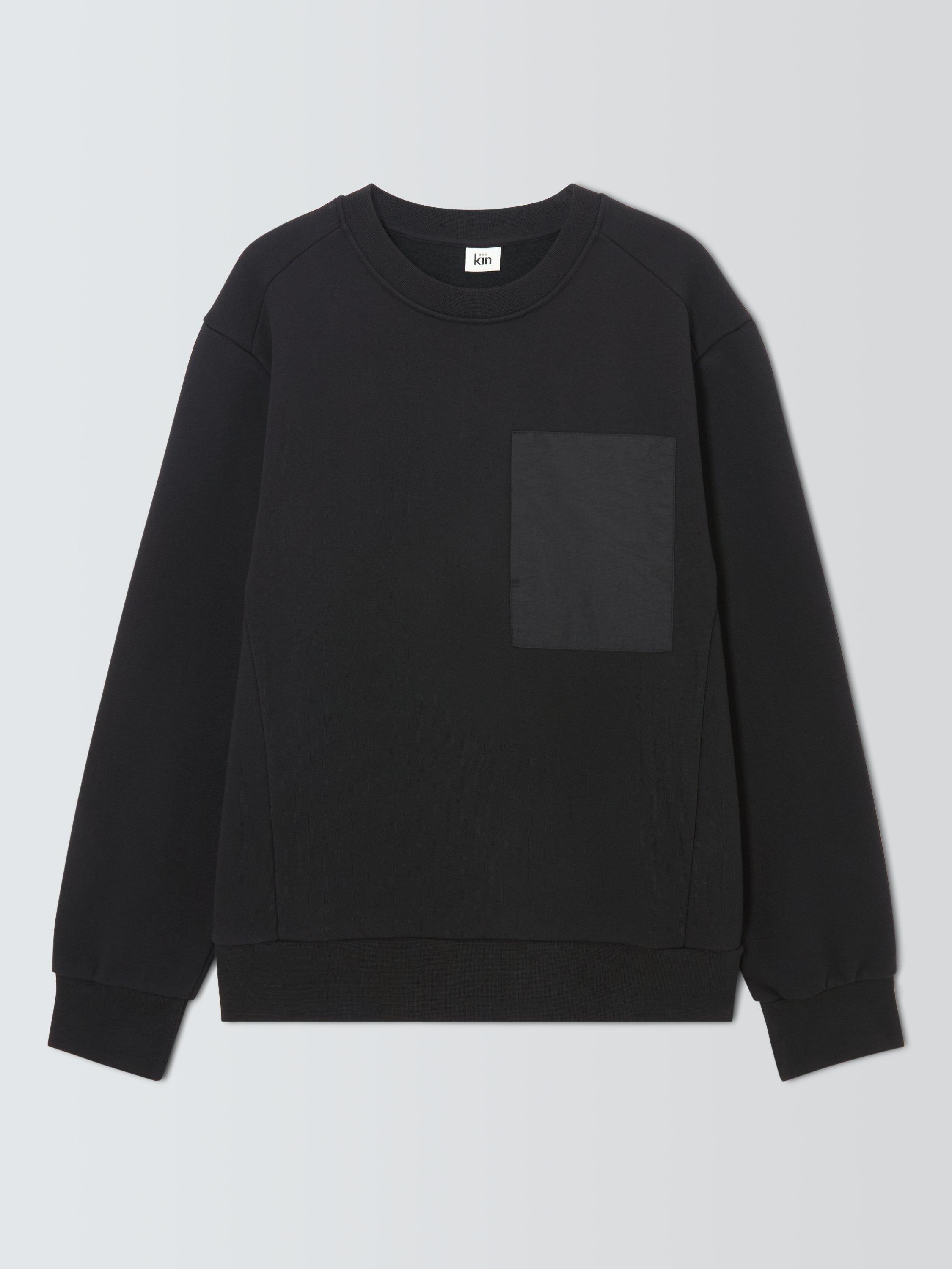 Product image 4 of 6, which shows Kin Crew Neck Cotton Blend Sweatshirt, Black, S