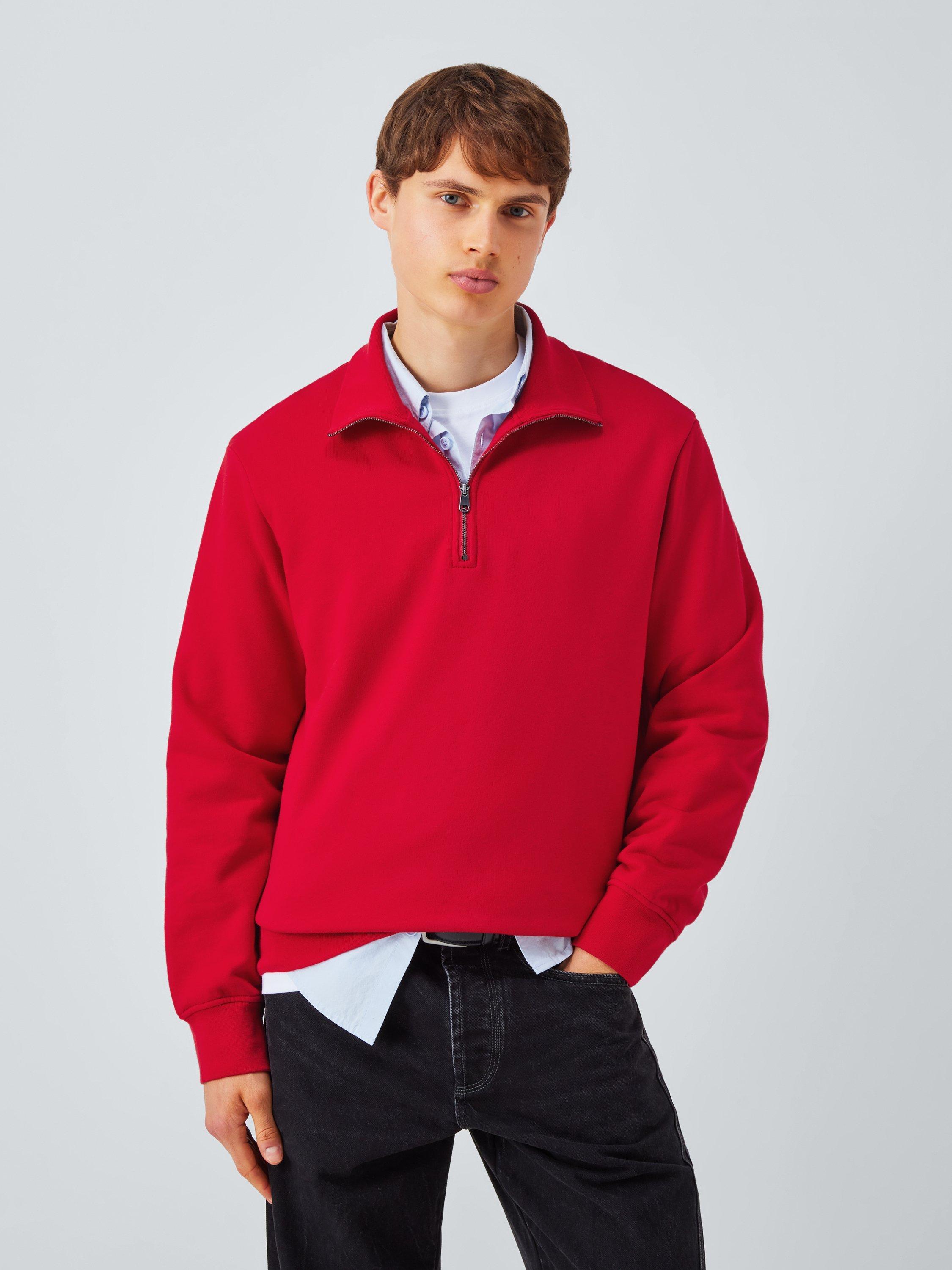Product image 1 of 6, which shows Kin Half Zip Cotton Blend Jumper, Equestrian Red, S
