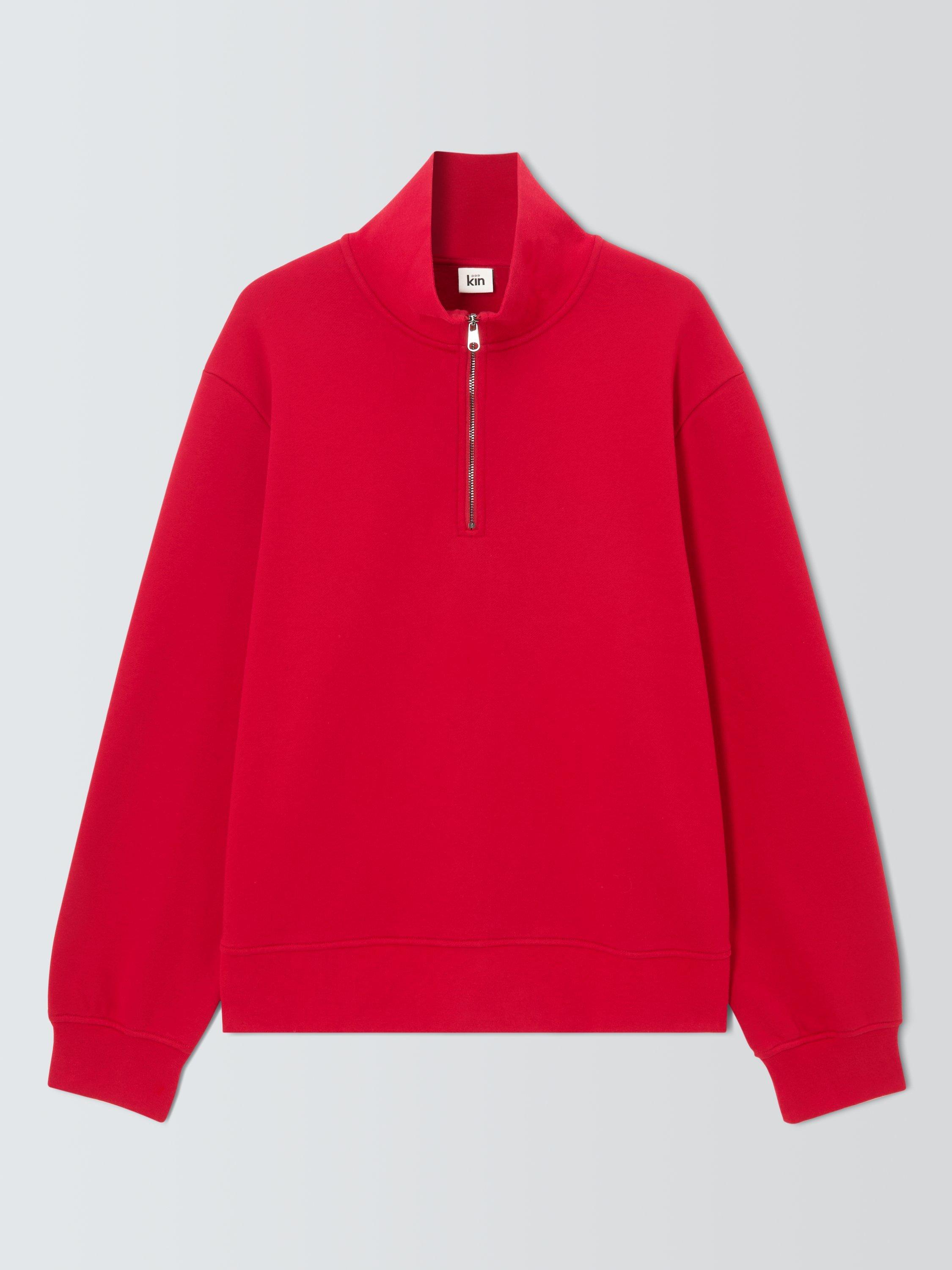 Product image 4 of 6, which shows Kin Half Zip Cotton Blend Jumper, Equestrian Red, S