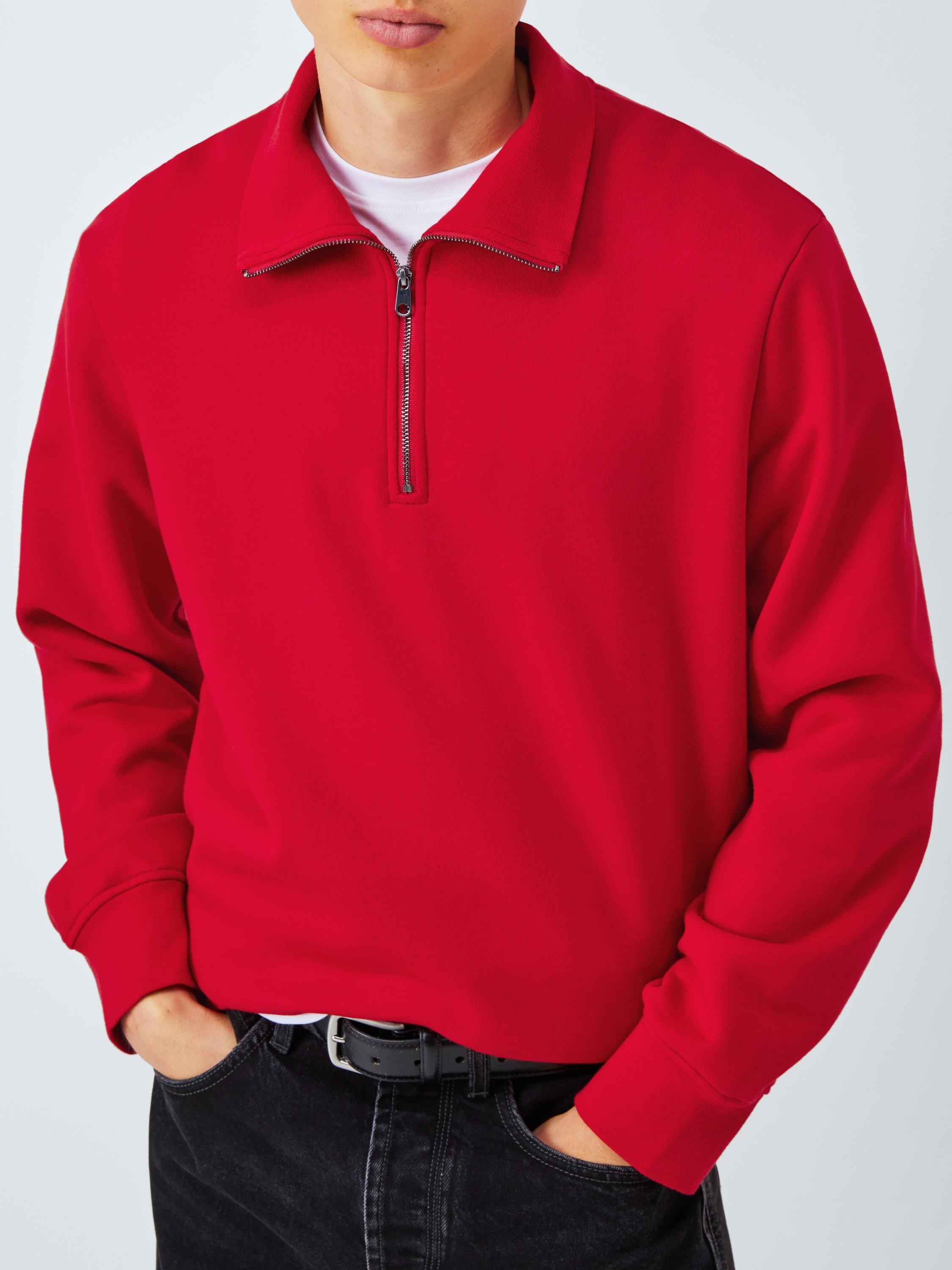 Product image 5 of 6, which shows Kin Half Zip Cotton Blend Jumper, Equestrian Red, S