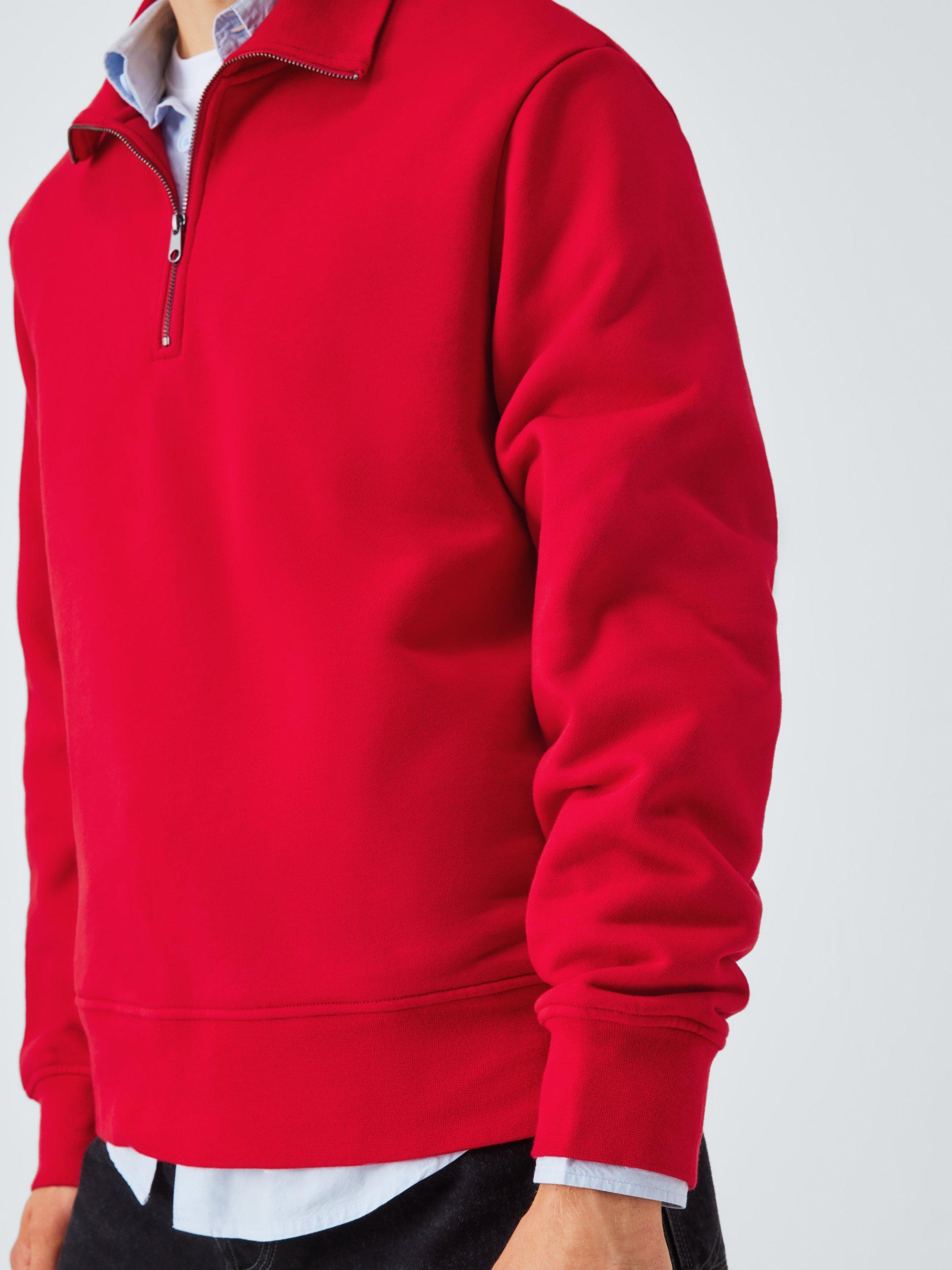 Product image 6 of 6, which shows Kin Half Zip Cotton Blend Jumper, Equestrian Red, S