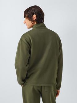 John Lewis Fleece Lined Zip Neck Lounge Top - view 2, Green Olive