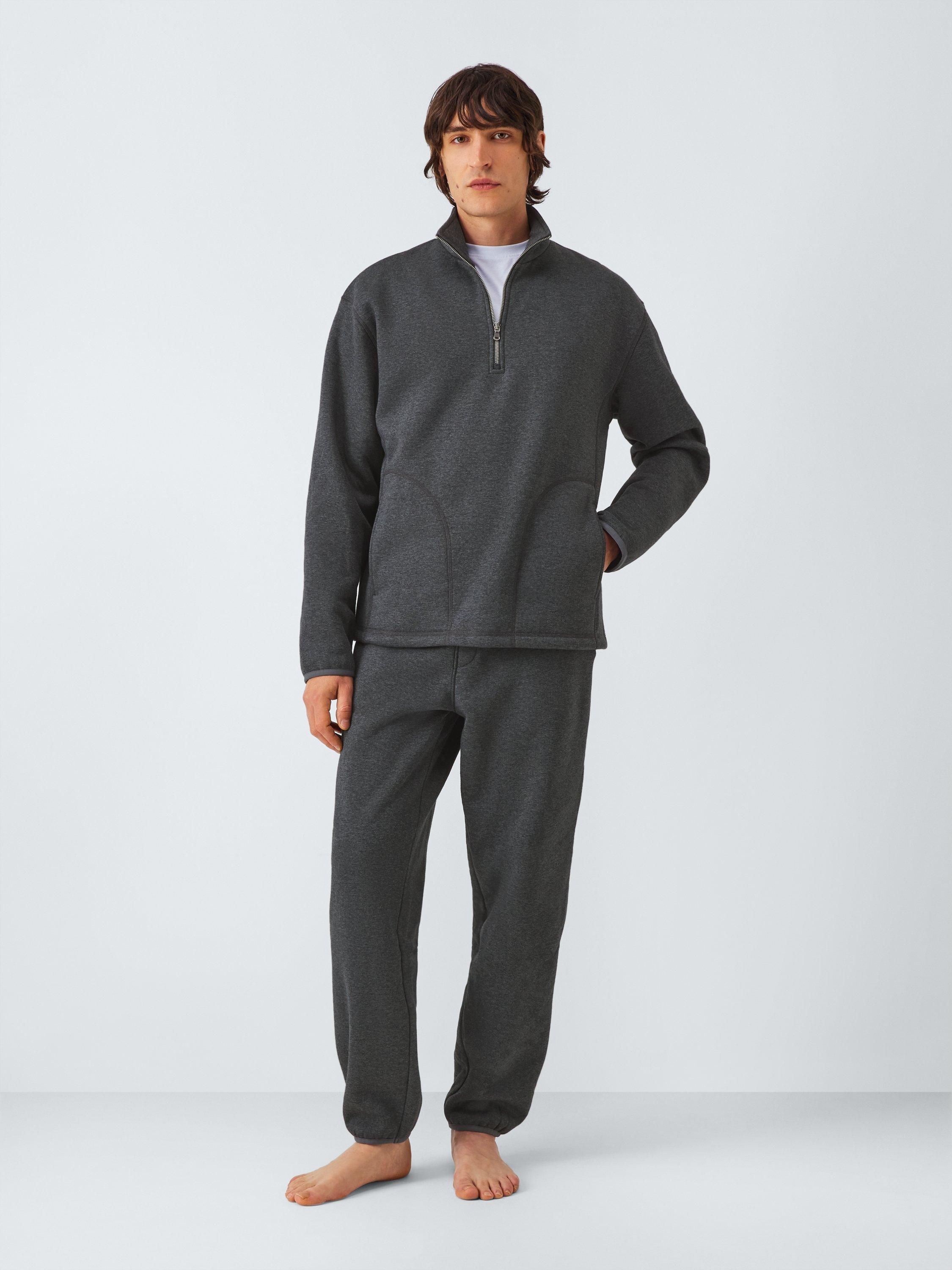 Product image 3 of 6, which shows John Lewis Fleece Lined Zip Neck Lounge Top, Grey Charcoal, S