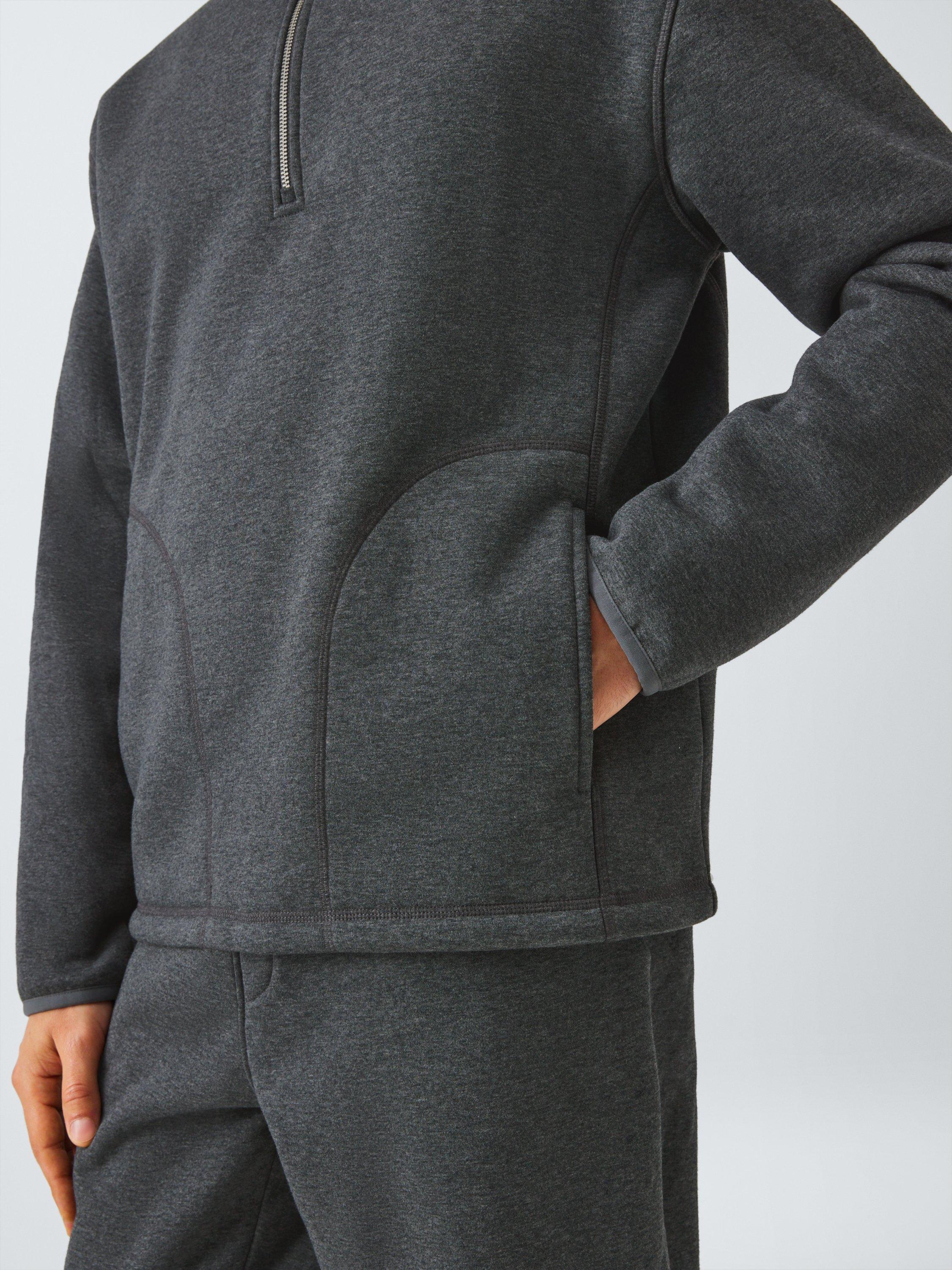 Product image 6 of 6, which shows John Lewis Fleece Lined Zip Neck Lounge Top, Grey Charcoal, S