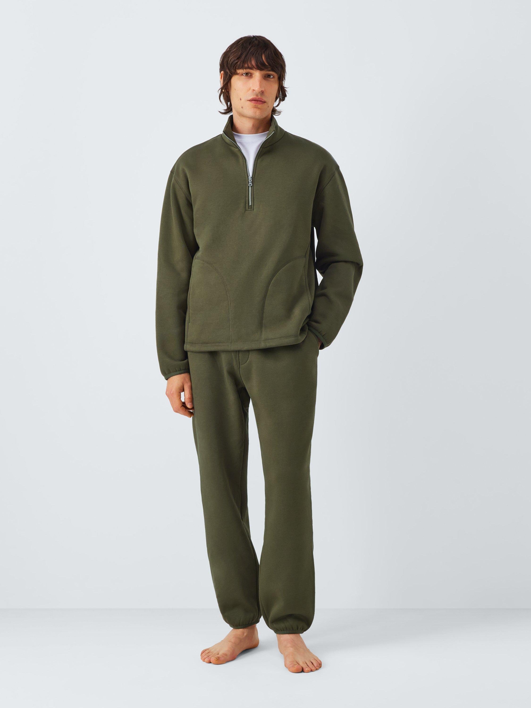 Product image 3 of 6, which shows John Lewis Fleece Lined Lounge Joggers, Green Olive, S