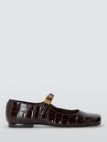 John Lewis Harbour Leather Asymmetric Mary Jane Ballerina Pumps, Brown
