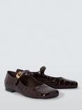 John Lewis Harbour Leather Asymmetric Mary Jane Ballerina Pumps, Brown