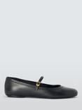 John Lewis Harlow Leather Low Cut Mary Jane Ballerina Pumps, Black