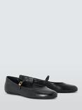 John Lewis Harlow Leather Low Cut Mary Jane Ballerina Pumps, Black
