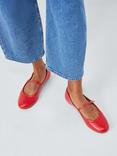 John Lewis Harlow Leather Low Cut Mary Jane Ballerina Pumps, Red