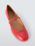 John Lewis Harlow Leather Low Cut Mary Jane Ballerina Pumps, Red