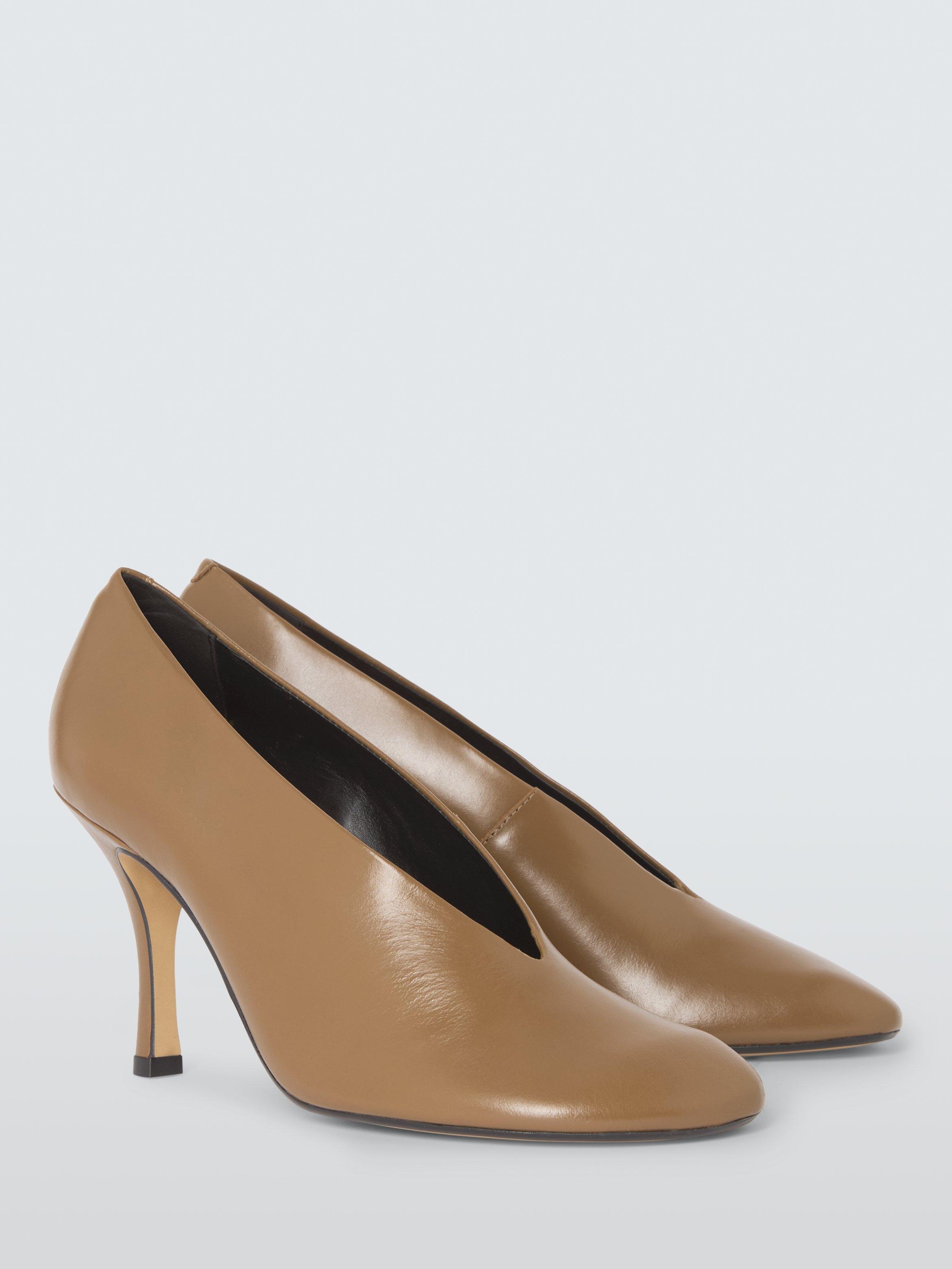 John Lewis Alexandra Leather Stiletto Heel Court Shoes, Camel