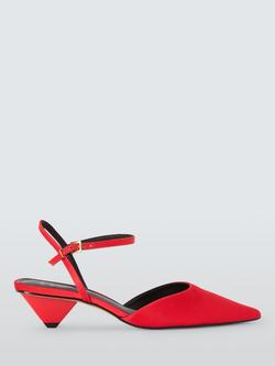 John Lewis Cooper Pointed Cone Heel Mary Jane Court Shoes, Red