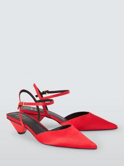 John Lewis Cooper Pointed Cone Heel Mary Jane Court Shoes - view 2, Red