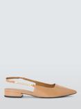 John Lewis Dakota Leather Pointed Flat Slingback Court Shoes, Camel