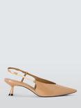 John Lewis Deal Leather Kitten Heel Slingback Court Shoes, Camel