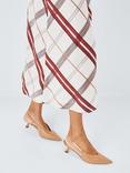John Lewis Deal Leather Kitten Heel Slingback Court Shoes, Camel