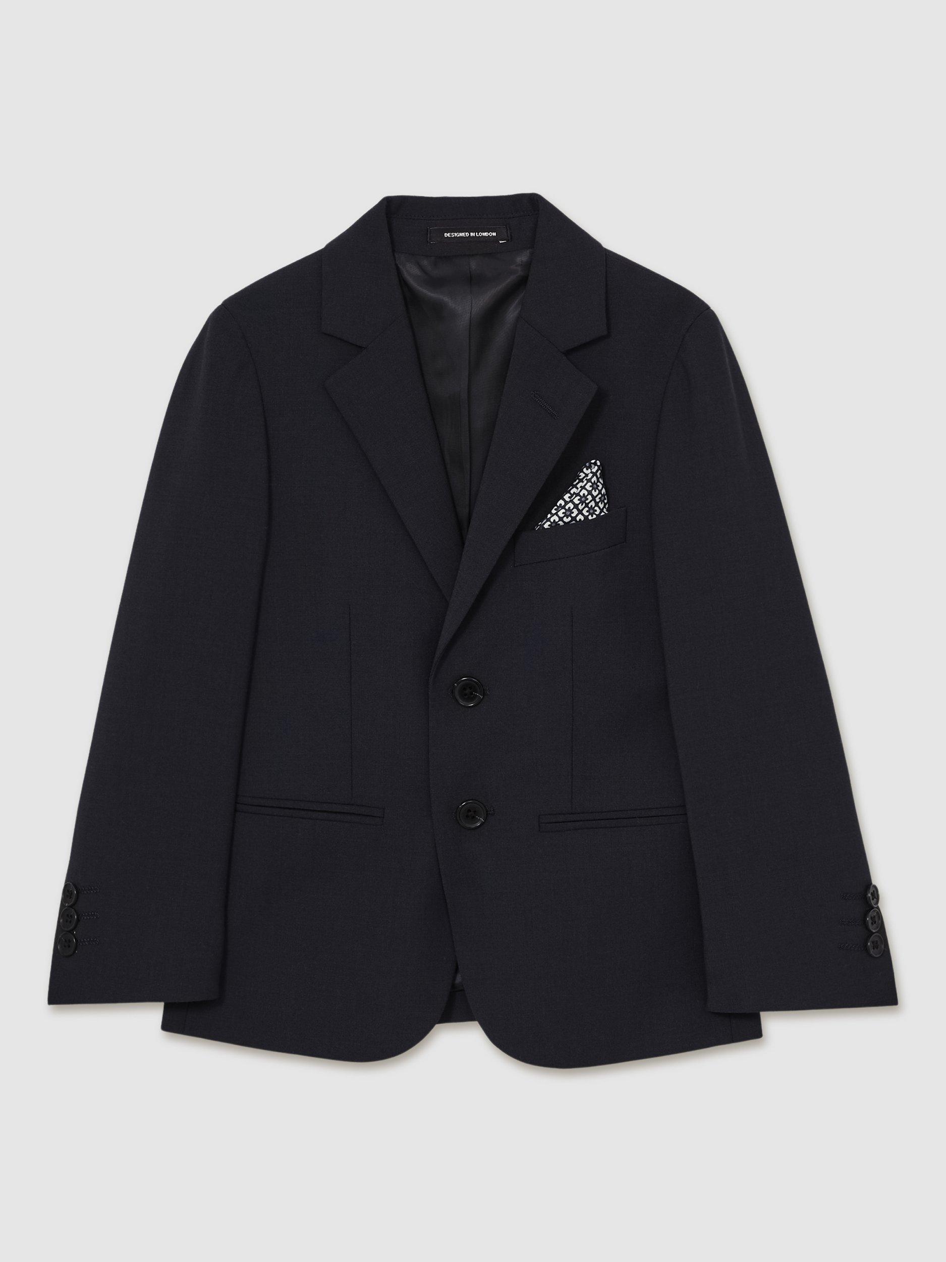 Product image 1 of 4, which shows Reiss Kids' Hope Wool Blend Single Breasted Blazer, Navy, 3-4 years