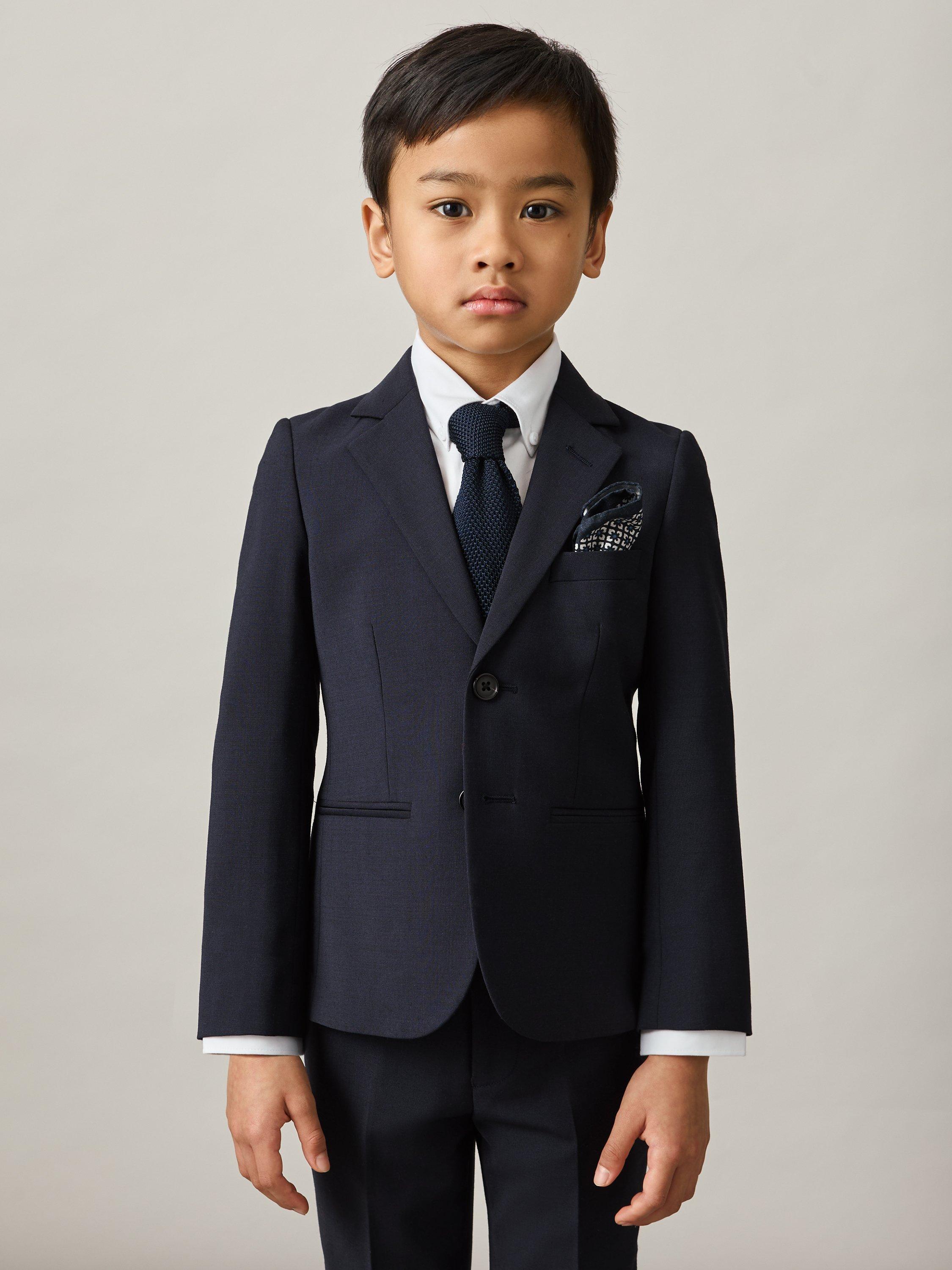 Product image 3 of 4, which shows Reiss Kids' Hope Wool Blend Single Breasted Blazer, Navy, 3-4 years