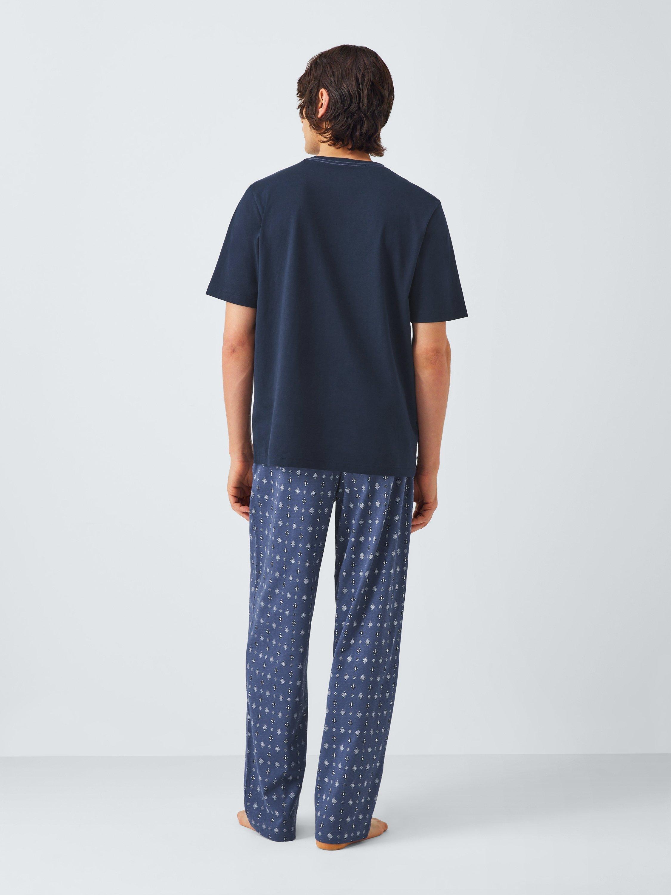Product image 2 of 5, which shows John Lewis Cotton Jersey Short Sleeve Pyjama Set, Blue Navy, S