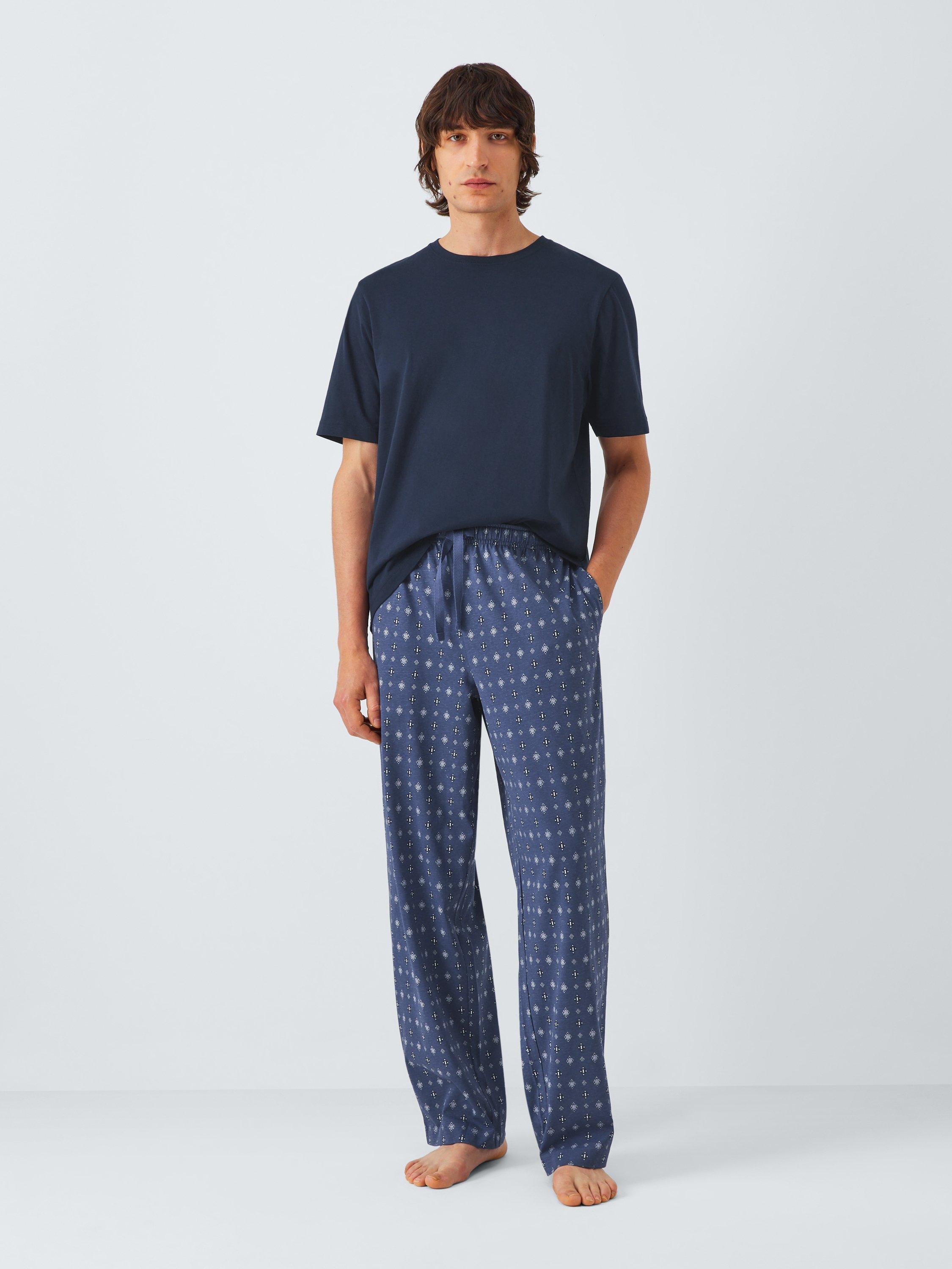 Product image 3 of 5, which shows John Lewis Cotton Jersey Short Sleeve Pyjama Set, Blue Navy, S