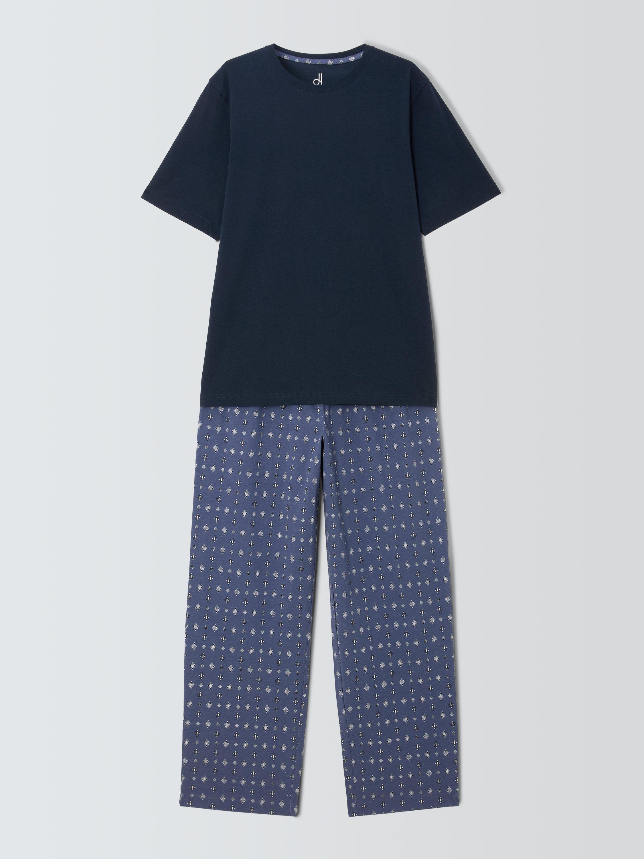 Product image 4 of 5, which shows John Lewis Cotton Jersey Short Sleeve Pyjama Set, Blue Navy, S