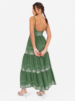 Maya Deluxe Abstract Embellished Cami Midaxi Dress - view 2, Green/White