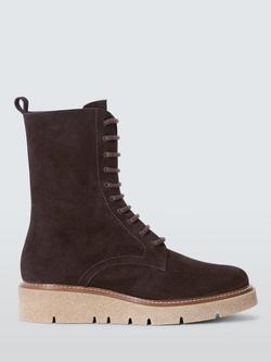 John Lewis Paget Suede Crepe Sole Lace Up Lumberjack Ankle Boots, Brown, Brown