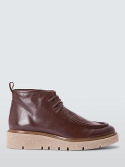 John Lewis Palfrey Leather Cropped Lace Up Wallaby Desert Boots, Brown, Brown