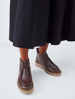 John Lewis Palfrey Leather Cropped Lace Up Wallaby Desert Boots, Brown - view 2, Brown