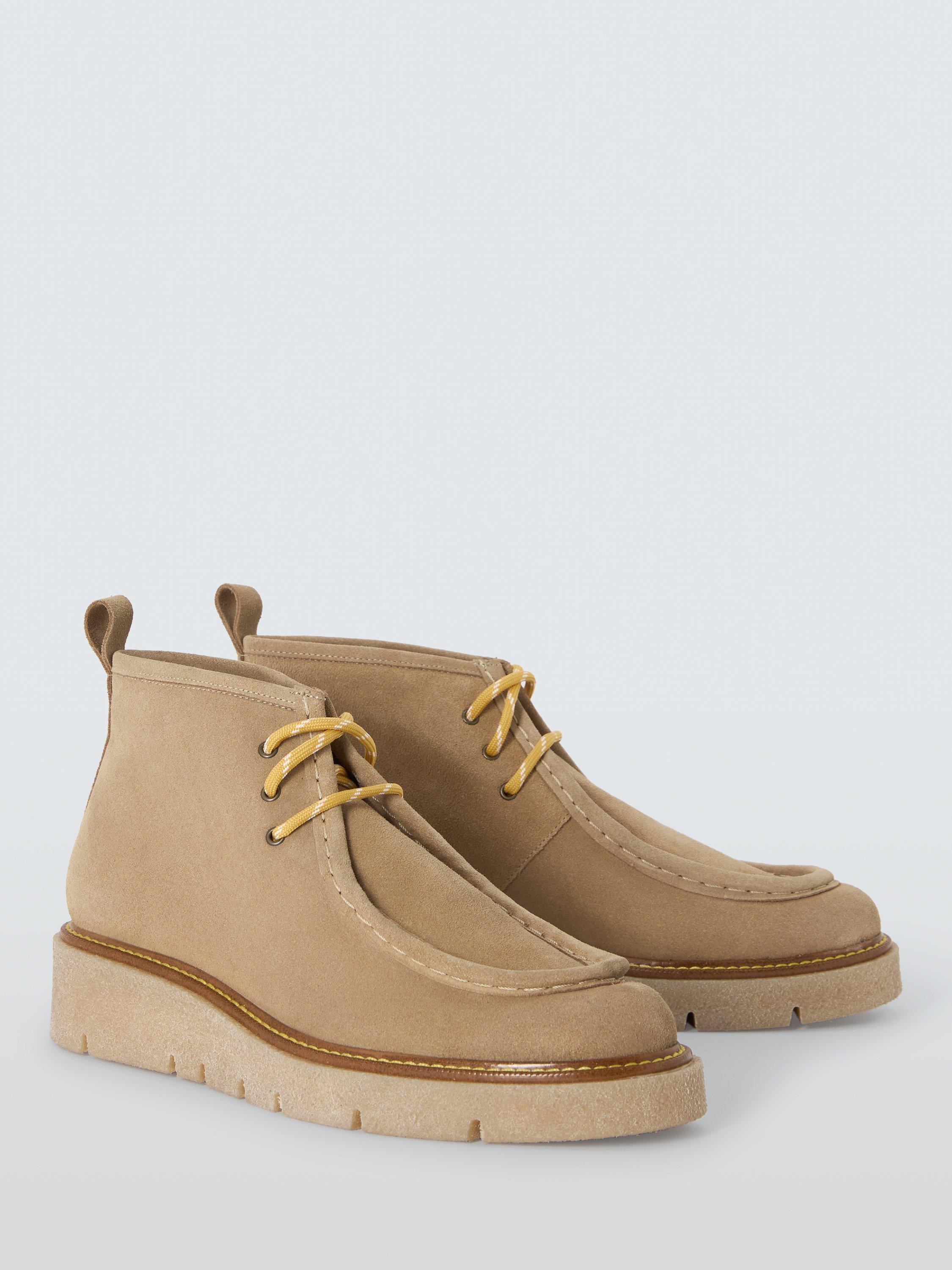 Product image 3 of 6, which shows John Lewis Palfrey Suede Cropped Lace Up Wallaby Desert Boots, Beige, 3