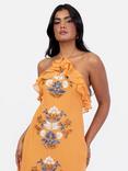 Maya Deluxe Embellished Ruffle Halterneck Maxi Dress