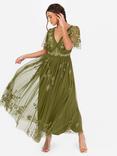 Maya Deluxe Floral-Embellished Trim Midaxi Dress