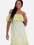 Maya Deluxe Broderie Anglaise Bardot Cotton Midi Dress