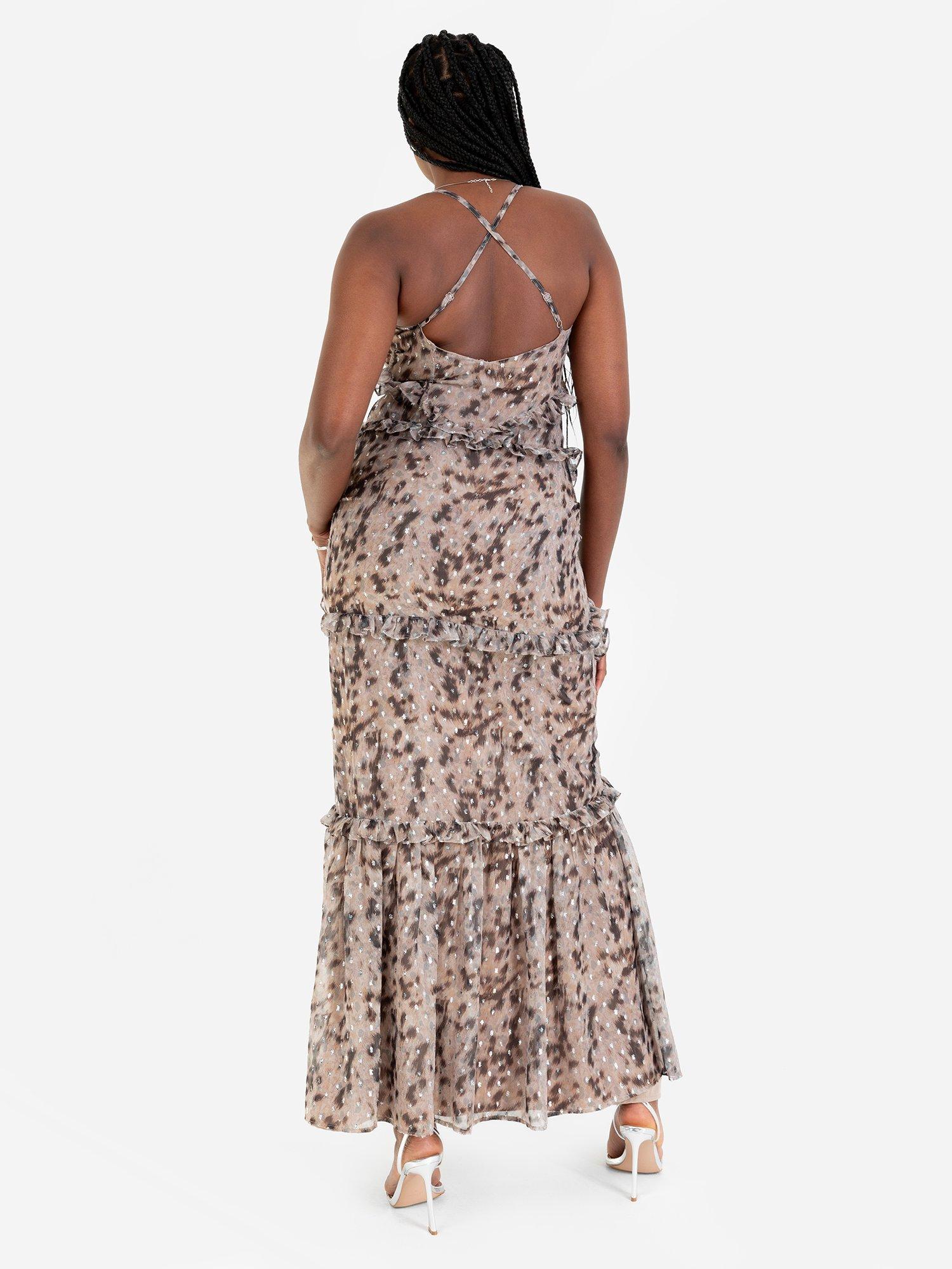 Product image 4 of 4, which shows Anaya With Love Abstract Animal Print Frill Maxi Dress, Subtle Animal Print, 6