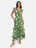 Anaya With Love Floral Ruffle Midaxi Dress, Green Yellow Floral