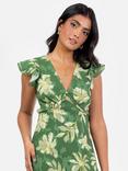 Anaya With Love Floral Ruffle Midaxi Dress, Green Yellow Floral