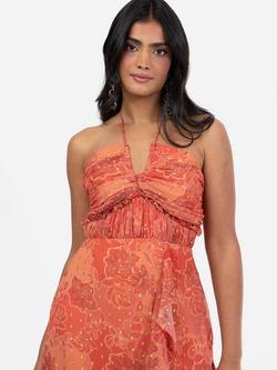 Anaya With Love Retro Floral Midaxi Dress, Rust Chintz Print - view 2, Rust Chintz Print