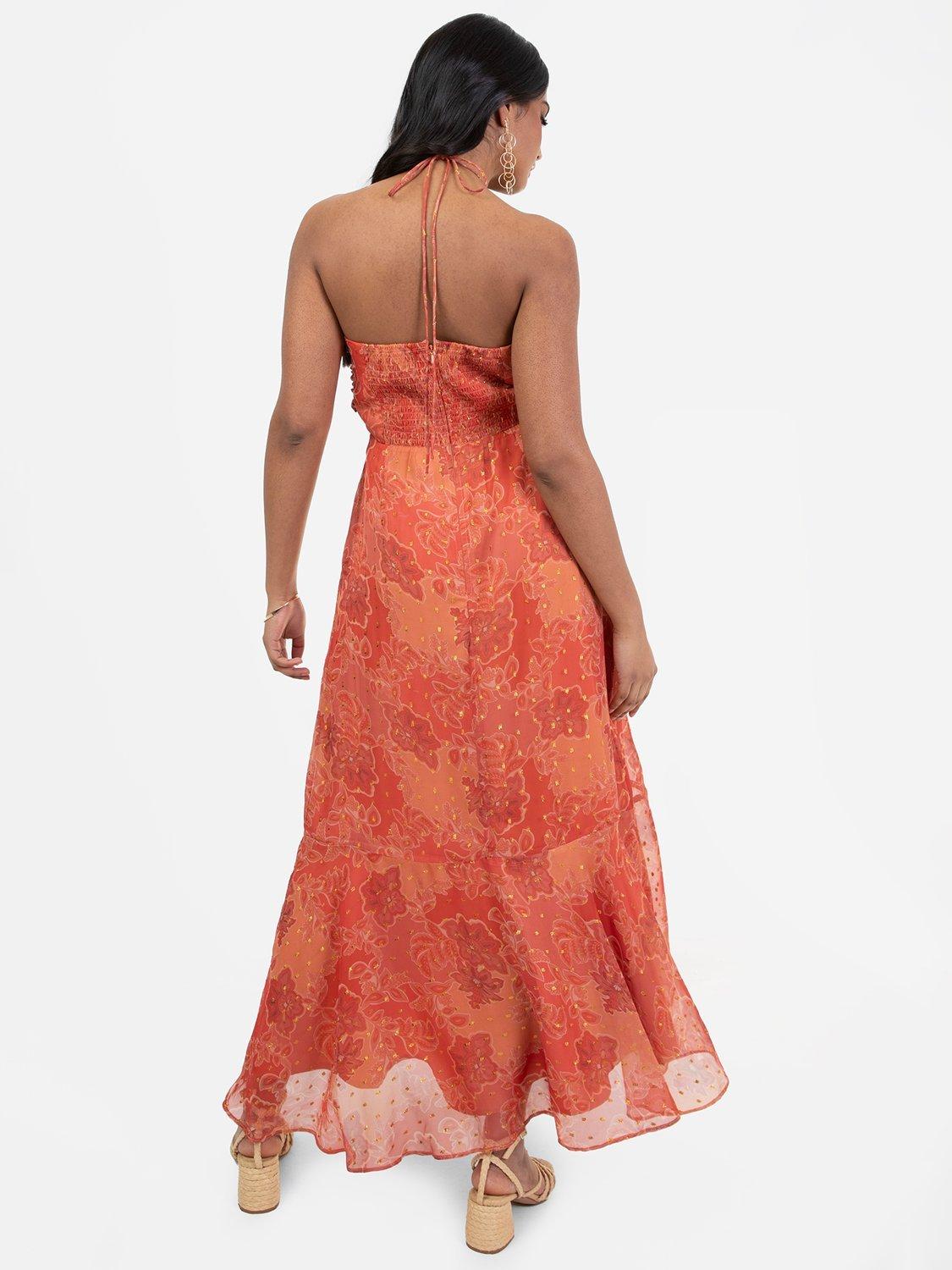 Product image 3 of 5, which shows Anaya With Love Retro Floral Midaxi Dress, Rust Chintz Print, 6