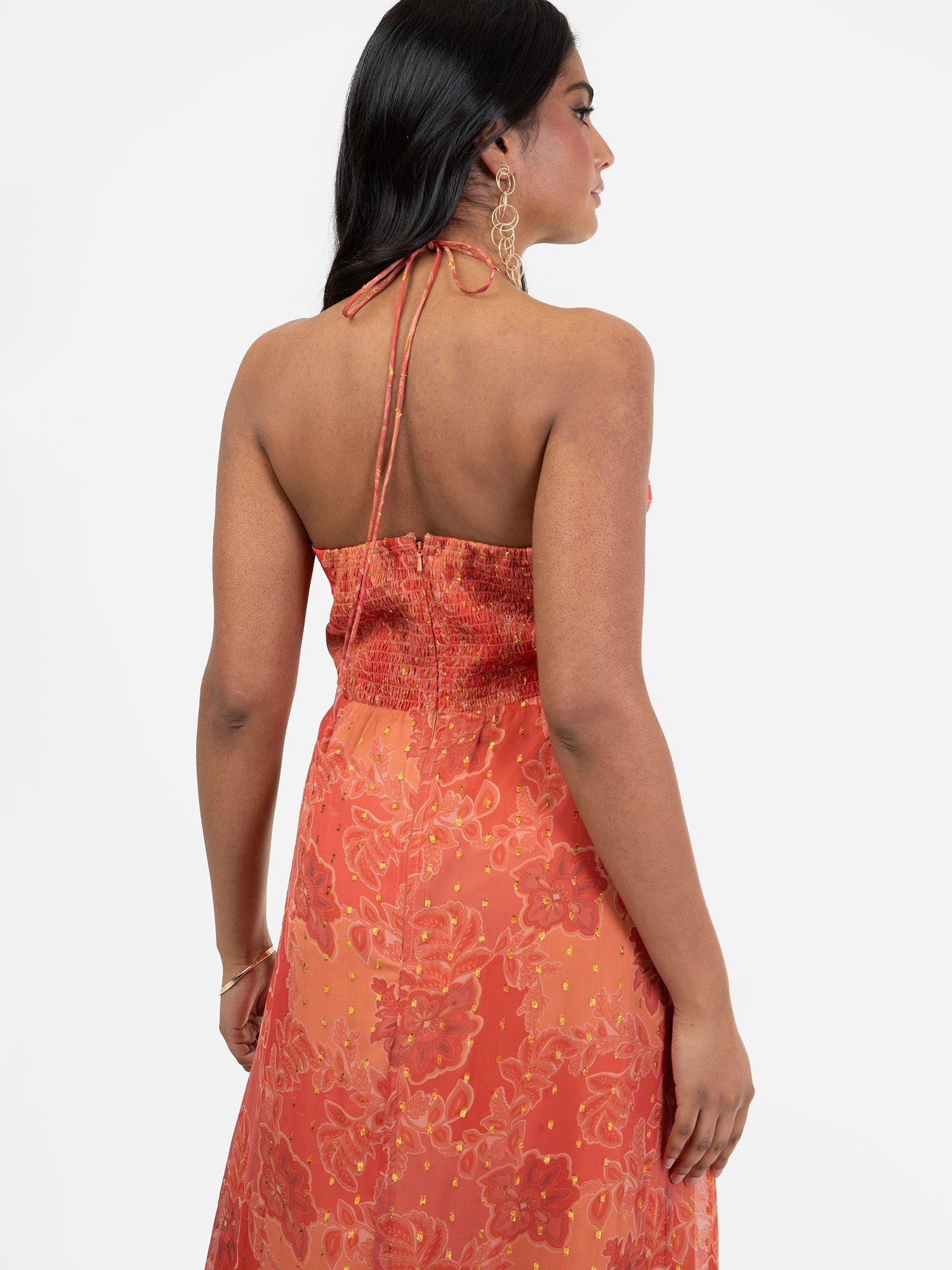 Product image 4 of 5, which shows Anaya With Love Retro Floral Midaxi Dress, Rust Chintz Print, 6