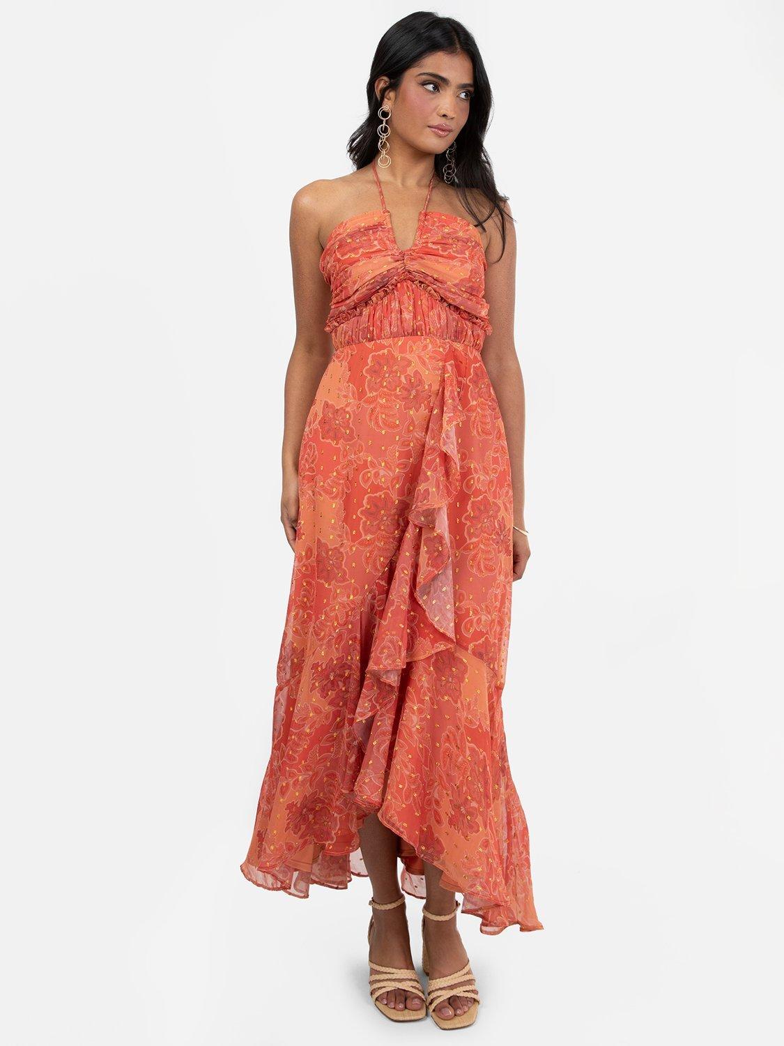 Product image 5 of 5, which shows Anaya With Love Retro Floral Midaxi Dress, Rust Chintz Print, 6